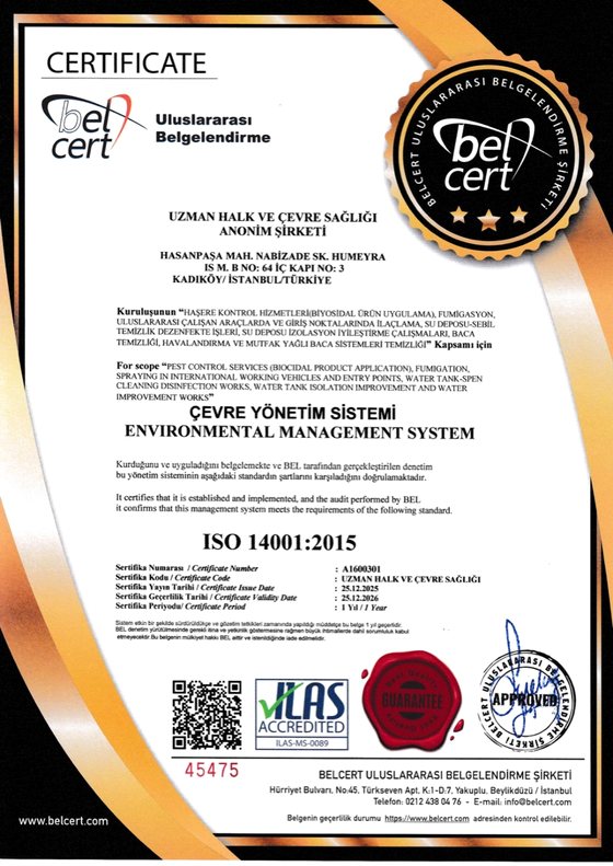 ISO 14001:2015 — Uzman Halk ve Çevre Sağlığı A.Ş.